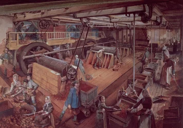 Kolsiktningsverkstad vid gruvorna i Blanzy, omkring 1860